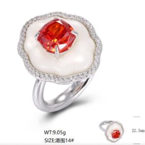 SJ01426, Ladies' Moissanite Ring, S925, Rhodium Plated, White, 9.17g