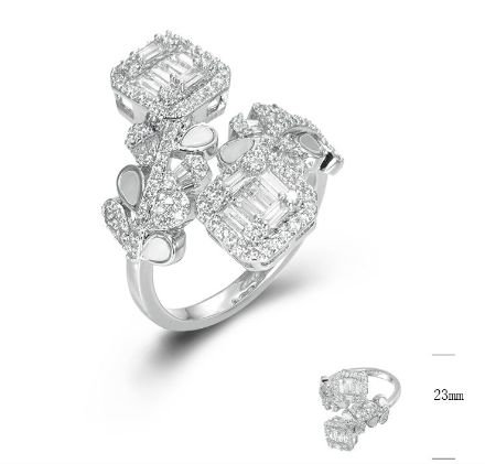 SJ44949, Ladies' Moissanite Ring, S925, Rhodium Plated, White, 4.77g