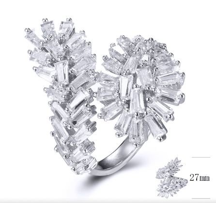 SJ32822, Ladies' Moissanite Ring, S925, Rhodium Plated, White, 4.88g