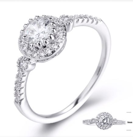 SJ23413, Ladies' Moissanite Ring, S925, Rhodium Plated, White, 1.83g