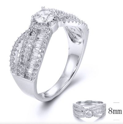 SJ33486, Ladies' Moissanite Ring, S925, Rhodium Plated, White, 4.23g