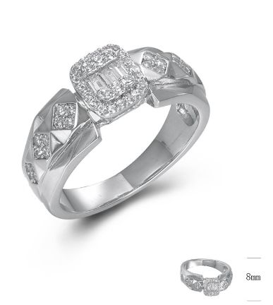 SJ44828, Ladies' Moissanite Ring, S925, Rhodium Plated, White, 4.42g
