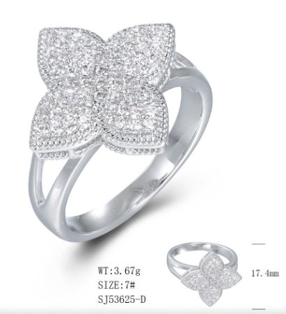 SJ53625, Ladies' Moissanite Ring, S925, Rhodium Plated, White, 4.12g
