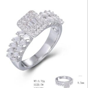 SJ51678, Ladies' Moissanite Ring, S925, Rhodium Plated, White, 3.68g