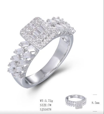 SJ51678, Ladies' Moissanite Ring, S925, Rhodium Plated, White, 3.68g