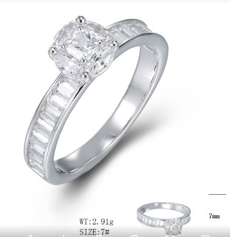 SJ52139, Ladies' Moissanite Ring, S925, Rhodium Plated, White, 3.01g