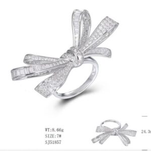 SJ51857, Ladies' Moissanite Ring, S925, Rhodium Plated, White, 9.58g