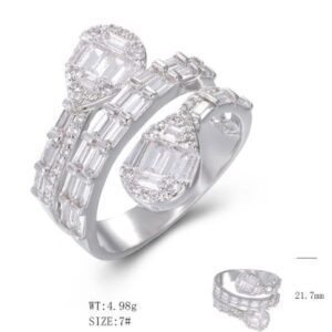 SJ50609, Ladies' Moissanite Ring, S925, Rhodium Plated, White, 5.7g