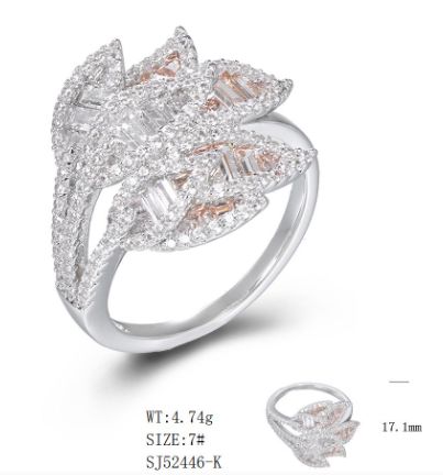 SJ52446, Ladies' Moissanite Ring, S925, Rhodium Plated, White, 4.77g