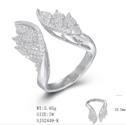 SJ52449, Ladies' Moissanite Ring, S925, Rhodium Plated, White, 5.79g