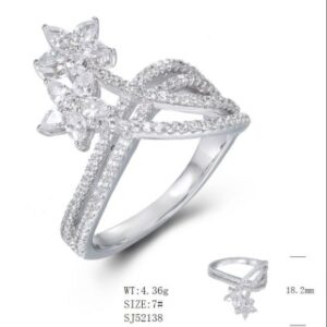 SJ52138, Ladies' Moissanite Ring, S925, Rhodium Plated, White, 4.13g