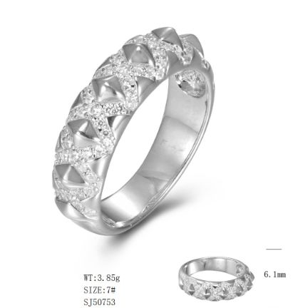 SJ50753, Ladies' Moissanite Ring, S925, Rhodium Plated, White, 3.93g