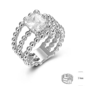 SJ44822, Ladies' Moissanite Ring, S925, Rhodium Plated, White, 7.1g