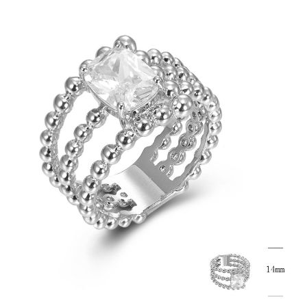 SJ44822, Ladies' Moissanite Ring, S925, Rhodium Plated, White, 7.1g