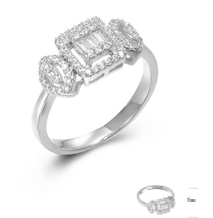 SJ44832, Ladies' Moissanite Ring, S925, Rhodium Plated, White, 2.6g