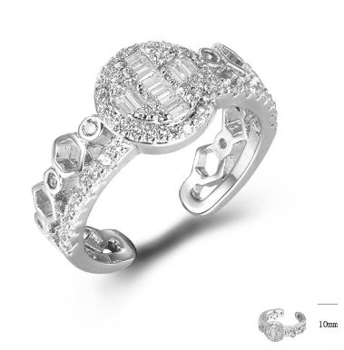 SJ42741, Ladies' Moissanite Ring, S925, Rhodium Plated, White, 3.82g
