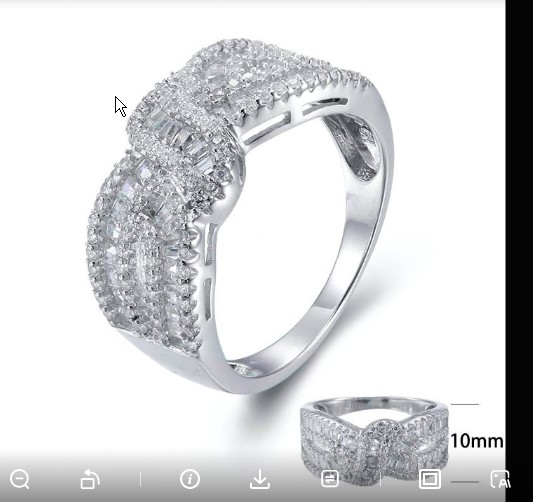 SJ26823, Ladies' Moissanite Ring, S925, Rhodium Plated, White, 5.19g
