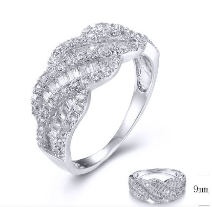 SJ31797, Ladies' Moissanite Ring, S925, Rhodium Plated, White, 3.37g