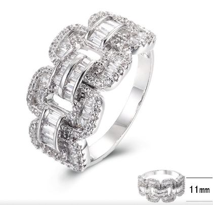SJ40266, Ladies' Moissanite Ring, S925, Rhodium Plated, White, 4.46g
