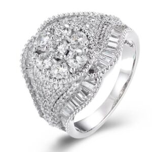 SJ40046, Ladies' Moissanite Ring, S925, Rhodium Plated, White, 7.01g