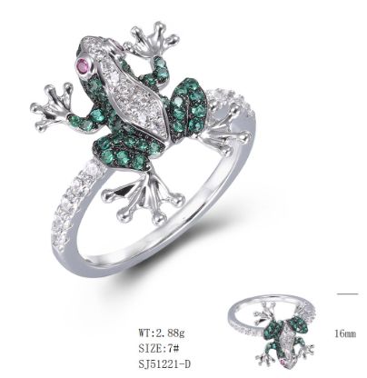 SJ51221-C, Ladies' Moissanite Ring, S925, Rhodium + Black Rhodium Plated, Silver, 2.99g