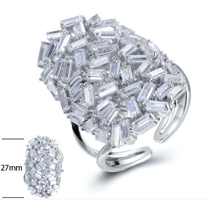 SJ25005, Ladies' Moissanite Ring, S925, Rhodium Plated, White, 5.02g