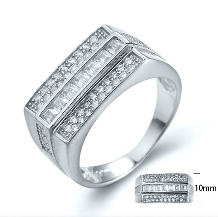 SJ12365, Ladies' Moissanite Ring, S925, Rhodium Plated, White, 6.3g