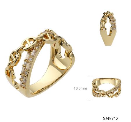SJ45712, Ladies' Moissanite Ring, S925, Rhodium Plated, White, 3.76g