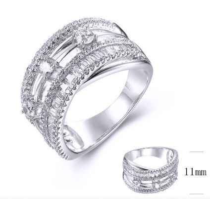 SJ38750, Ladies' Moissanite Ring, S925, Rhodium Plated, White, 5.74g