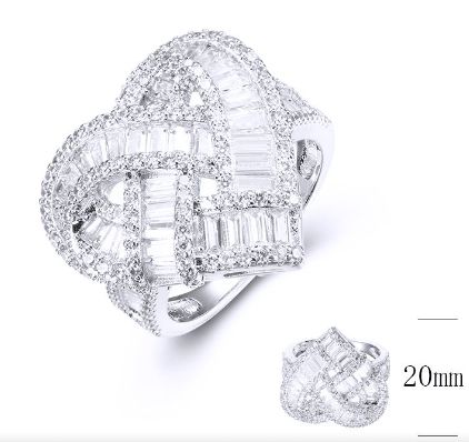 SJ35789, Ladies' Moissanite Ring, S925, Rhodium Plated, White, 6.77g