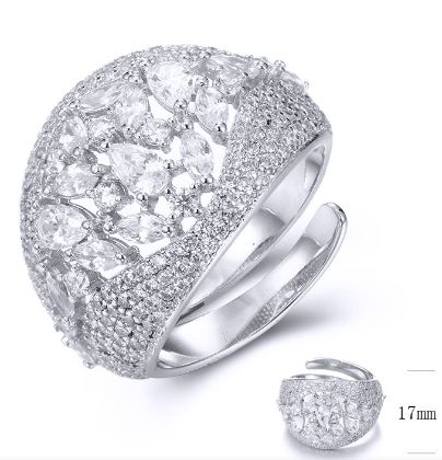 SJ32832, Ladies' Moissanite Ring, S925, Rhodium Plated, White, 5.7g