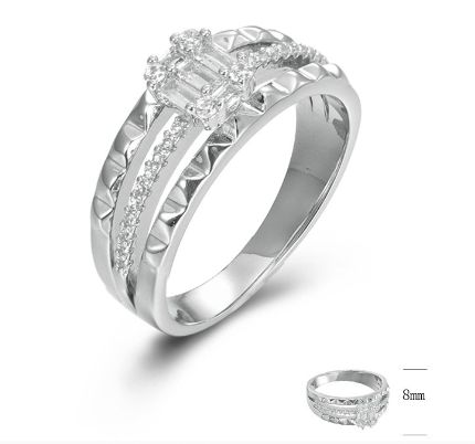 SJ45370, Ladies' Moissanite Ring, S925, Rhodium Plated, White, 4.3g