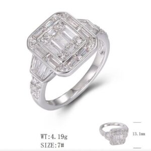 SJ49407, Ladies' Moissanite Ring, S925, Rhodium Plated, White, 3.99g