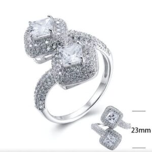 SJ26035, Ladies' Moissanite Ring, S925, Rhodium Plated, White, 4.54g