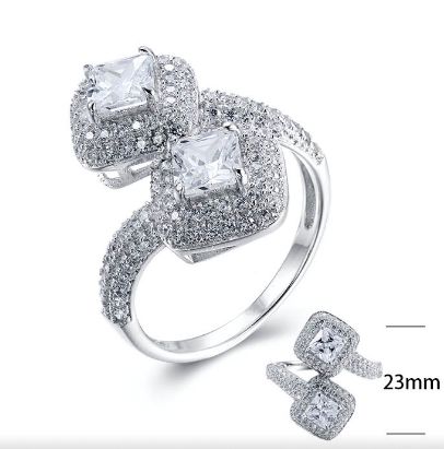 SJ26035, Ladies' Moissanite Ring, S925, Rhodium Plated, White, 4.54g