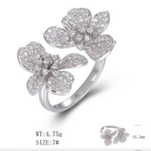 SJ50040, Ladies' Moissanite Ring, S925, Rhodium Plated, White, 4.81g