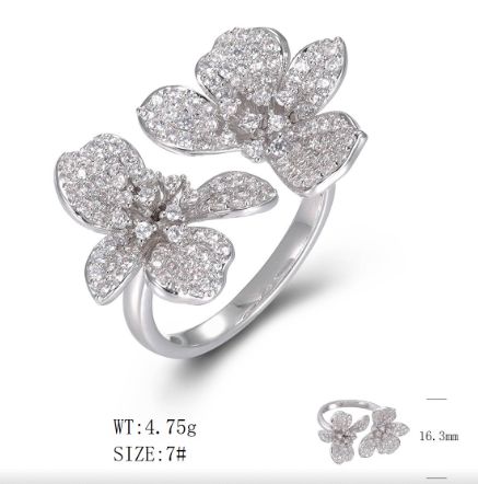 SJ50040, Ladies' Moissanite Ring, S925, Rhodium Plated, White, 4.81g