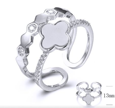 SJ35304, Ladies' Moissanite Ring, S925, Rhodium Plated, White, 3.3g