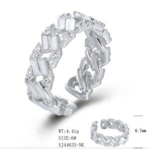 SJ44633, Ladies' Moissanite Ring, S925, Rhodium Plated, White, 3.98g