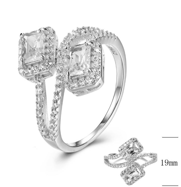 SJ29156, Ladies' Moissanite Ring, S925, Rhodium Plated, White, 4.15g