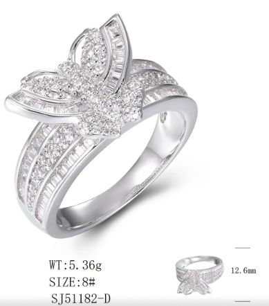 SJ51182, Ladies' Moissanite Ring, S925, Rhodium Plated, White, 5.58g
