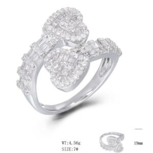 SJ51584, Ladies' Moissanite Ring, S925, Rhodium Plated, White, 5.02g