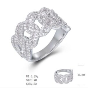 SJ52132, Ladies' Moissanite Ring, S925, Rhodium Plated, White, 6.15g