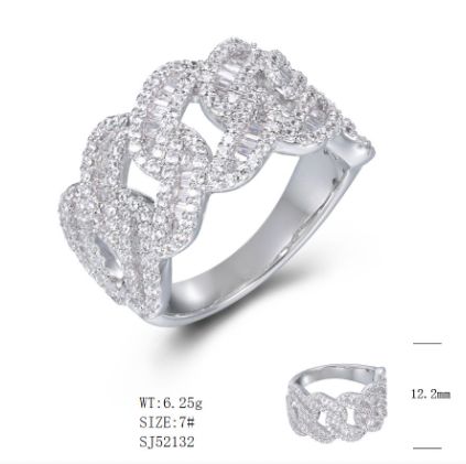 SJ52132, Ladies' Moissanite Ring, S925, Rhodium Plated, White, 6.15g
