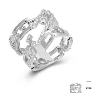 SJ45700, Ladies' Moissanite Ring, S925, Rhodium Plated, White, 7.11g