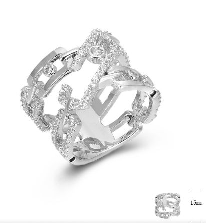 SJ45700, Ladies' Moissanite Ring, S925, Rhodium Plated, White, 7.11g