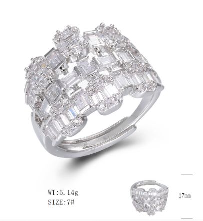 SJ49039, Ladies' Moissanite Ring, S925, Rhodium Plated, White, 5.46g