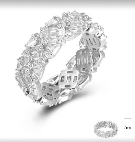 SJ45272, Ladies' Moissanite Ring, S925, Rhodium Plated, White, 4.68g