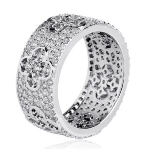 SJ14957, Ladies' Moissanite Ring, S925, Rhodium Plated, White, 5.74g