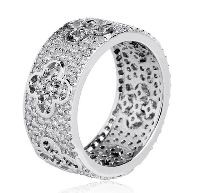 SJ14957, Ladies' Moissanite Ring, S925, Rhodium Plated, White, 5.74g